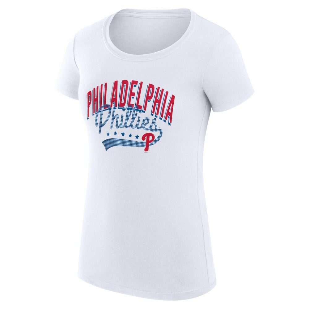 Philadelphia Phillies G-III 4Her by Carl Banks Women's Super-Slim Fit Lightweight Filigree Team T-Shirt - White T-shirts