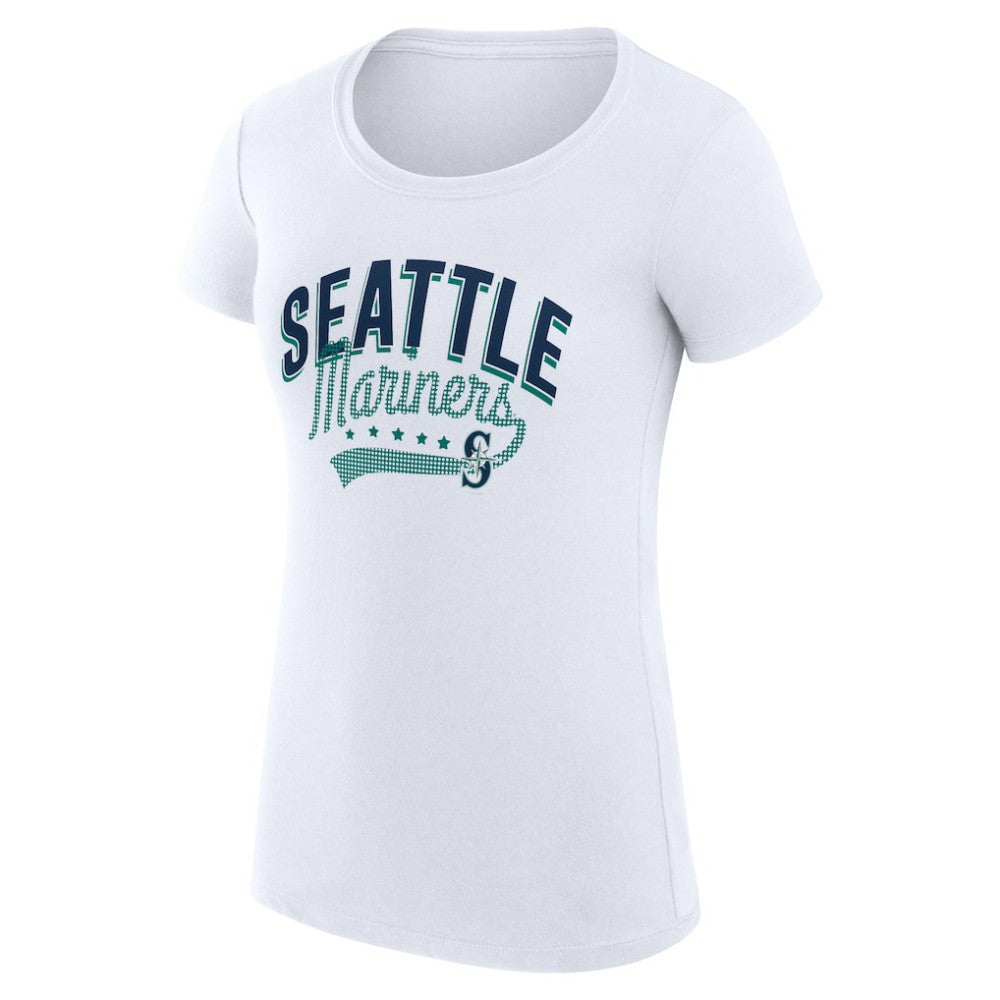 Seattle Mariners G-III 4Her by Carl Banks Women's Super-Slim Fit Lightweight Filigree Team T-Shirt - White T-shirts