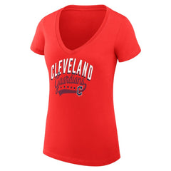 Cleveland Guardians G-III 4Her by Carl Banks Women's Super-Slim Fit Lightweight Filigree Team V-Neck T-Shirt - Red T-shirts