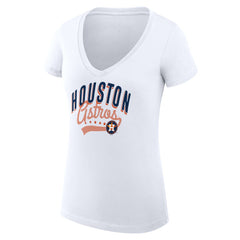 Houston Astros G-III 4Her by Carl Banks Women's Super-Slim Fit Lightweight Filigree Team V-Neck T-Shirt - White T-shirts