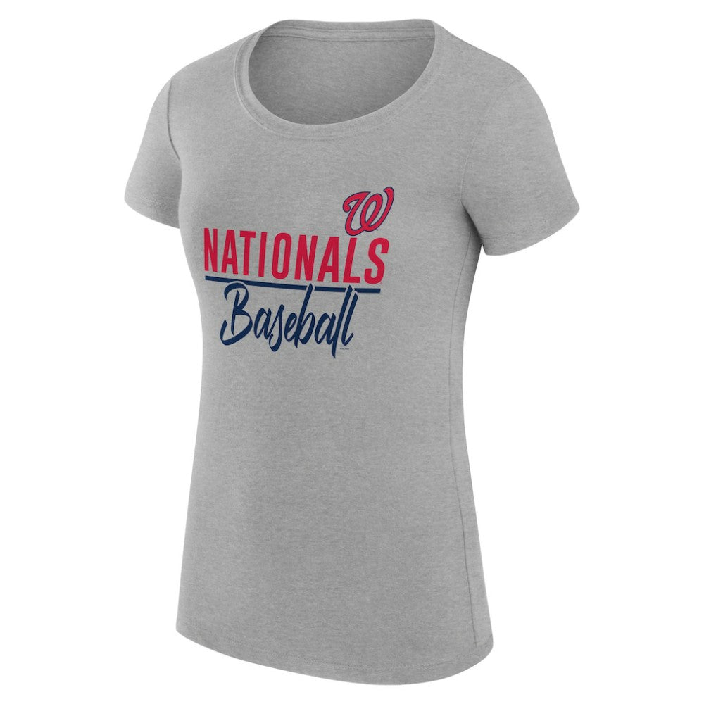 Washington Nationals G-III 4Her by Carl Banks Women's Super-Slim Fit Lightweight Team Graphic T-Shirt - Heather Gray T-shirts