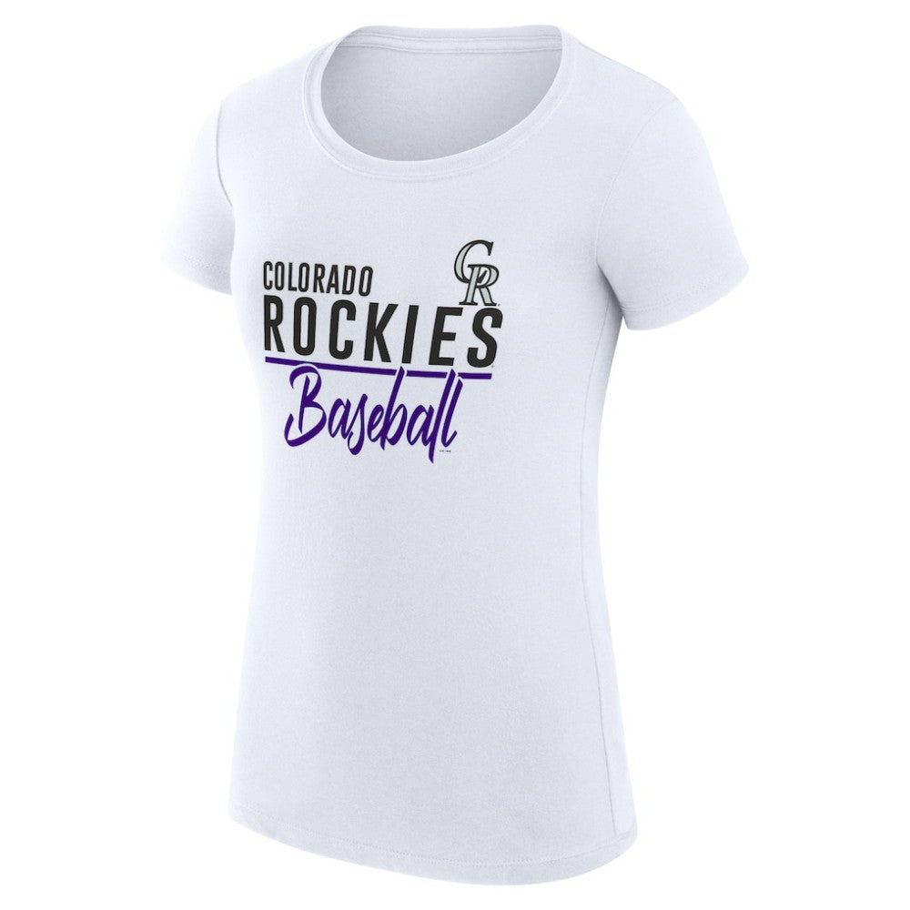 Colorado Rockies G-III 4Her by Carl Banks Women's Super-Slim Fit Lightweight Team Graphic T-Shirt - White T-shirts