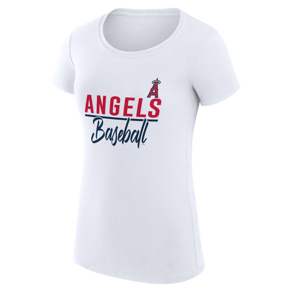 Los Angeles Angels G-III 4Her by Carl Banks Women's Super-Slim Fit Lightweight Team Graphic T-Shirt - White T-shirts