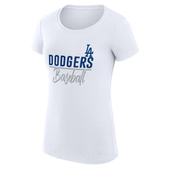 Los Angeles Dodgers G-III 4Her by Carl Banks Women's Super-Slim Fit Lightweight Team Graphic T-Shirt - White T-shirts