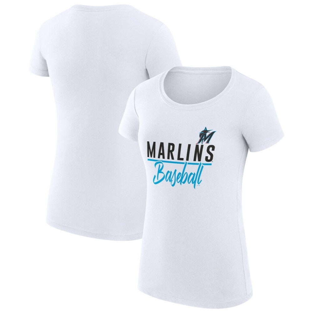 Miami Marlins G-III 4Her by Carl Banks Women's Super-Slim Fit Lightweight Team Graphic T-Shirt - White T-shirts