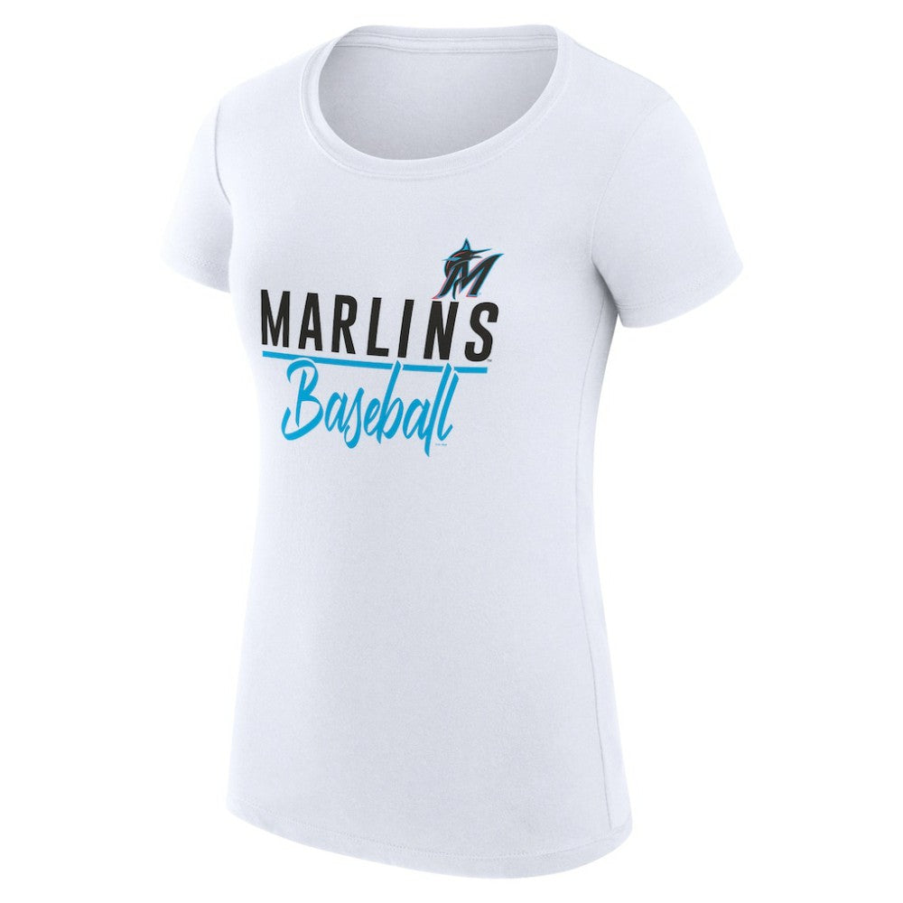 Miami Marlins G-III 4Her by Carl Banks Women's Super-Slim Fit Lightweight Team Graphic T-Shirt - White T-shirts