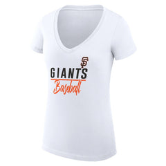 San Francisco Giants G-III 4Her by Carl Banks Women's Super-Slim Fit Lightweight Team Graphic V-Neck T-Shirt - White T-shirts