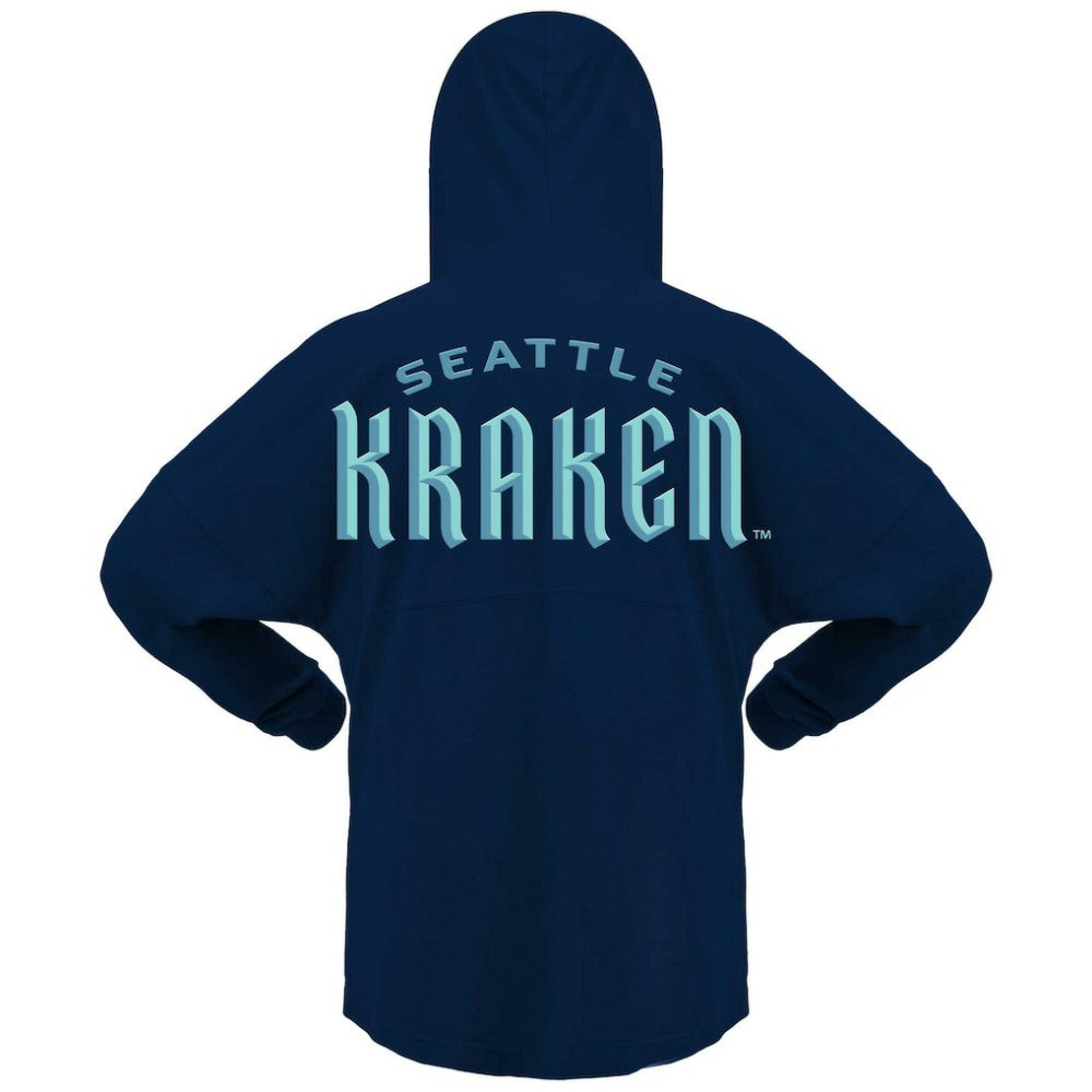 Seattle Kraken Fanatics Women's Jersey Lace-Up V-Neck Long Sleeve Hoodie T-Shirt - Deep Sea Blue | US 200459758