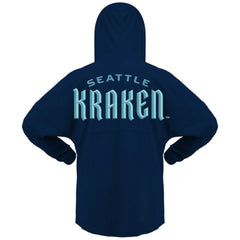Seattle Kraken Fanatics Women's Jersey Lace-Up V-Neck Long Sleeve Hoodie T-Shirt - Deep Sea Blue | US 200459758