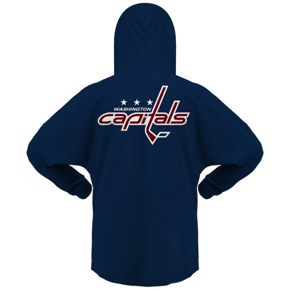 Washington Capitals Fanatics Women's Jersey Lace-Up V-Neck Long Sleeve Hoodie T-Shirt - Navy | US 200459759