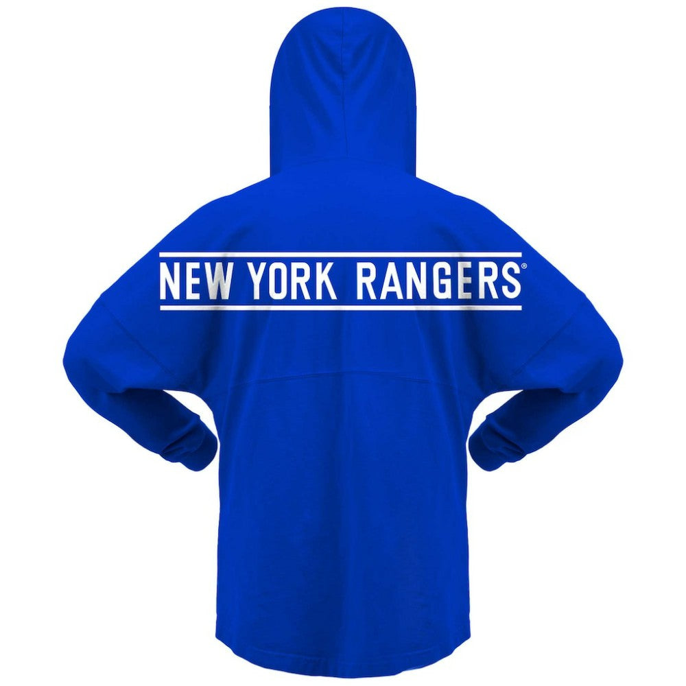 New York Rangers Fanatics Women's Jersey Lace-Up V-Neck Long Sleeve Hoodie T-Shirt - Blue | US 200459762