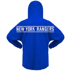 New York Rangers Fanatics Women's Jersey Lace-Up V-Neck Long Sleeve Hoodie T-Shirt - Blue | US 200459762
