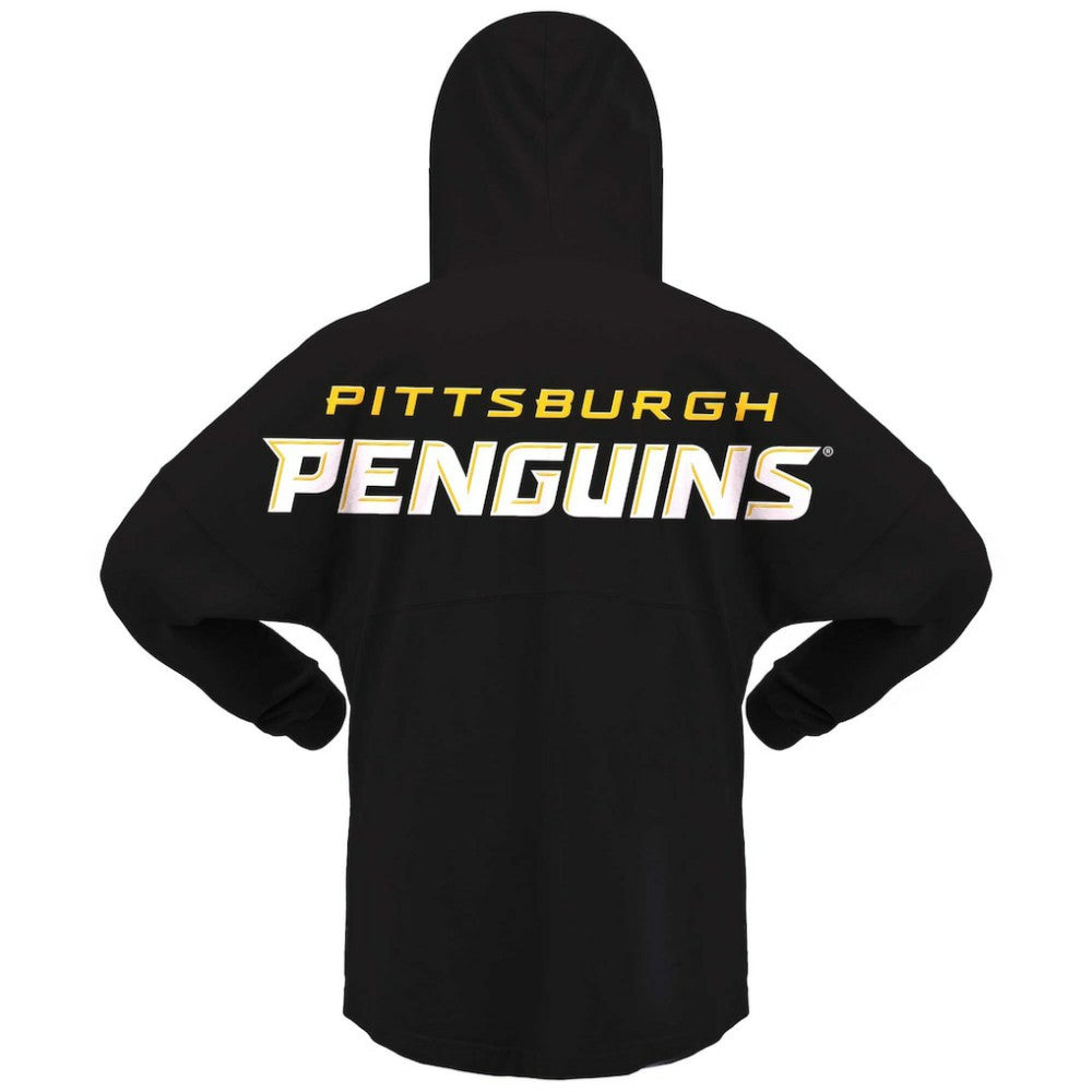 Pittsburgh Penguins Fanatics Women's Jersey Lace-Up V-Neck Long Sleeve Hoodie T-Shirt - Black | US 200459763
