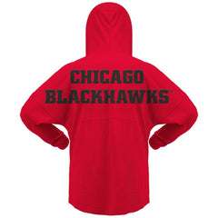 Chicago Blackhawks Fanatics Women's Jersey Lace-Up V-Neck Long Sleeve Hoodie T-Shirt - Red | US 200459767