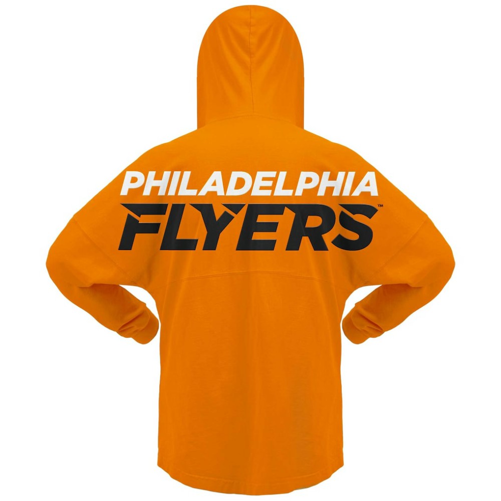 Philadelphia Flyers Fanatics Women's Jersey Lace-Up V-Neck Long Sleeve Hoodie T-Shirt - Orange | US 200459770
