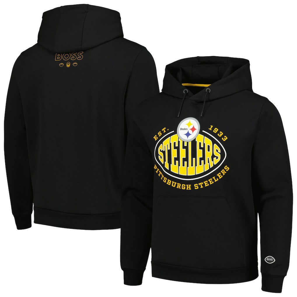 Pittsburgh Steelers BOSS X NFL Touchback Pullover Hoodie - Black Hoodies
