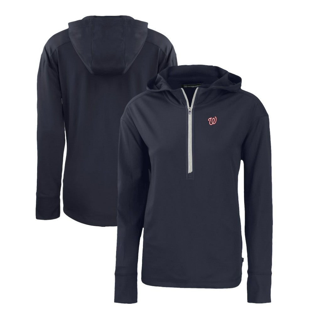 Washington Nationals Cutter & Buck Women's Daybreak Eco Recycled Half-Zip Hoodie - Navy Hoodies
