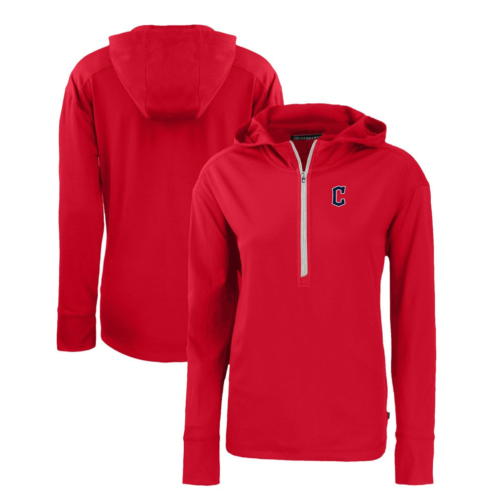 Cleveland Guardians Cutter & Buck Women's Daybreak Eco Recycled Half-Zip Hoodie - Red Hoodies