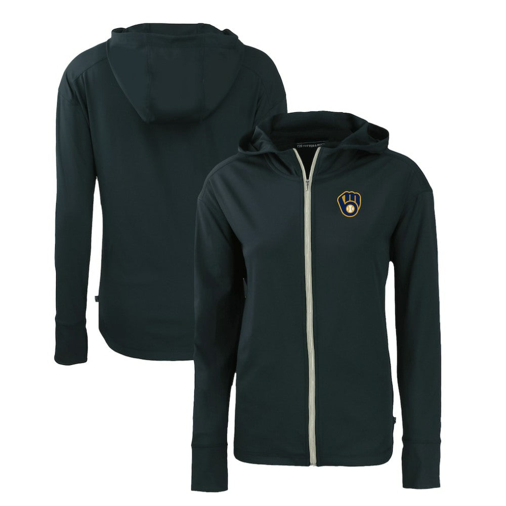 Milwaukee Brewers Cutter & Buck Women's Daybreak Eco Recycled Full-Zip Hoodie - Navy Hoodies