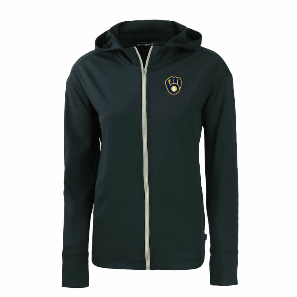 Milwaukee Brewers Cutter & Buck Women's Daybreak Eco Recycled Full-Zip Hoodie - Navy Hoodies