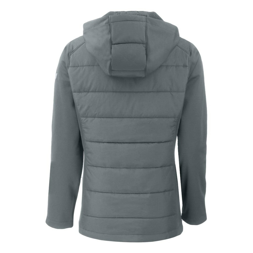 Athletics Cutter & Buck Women's Evoke Hybrid Eco Softshell Recycled Full-Zip Hoodie Jacket - Steel Jackets