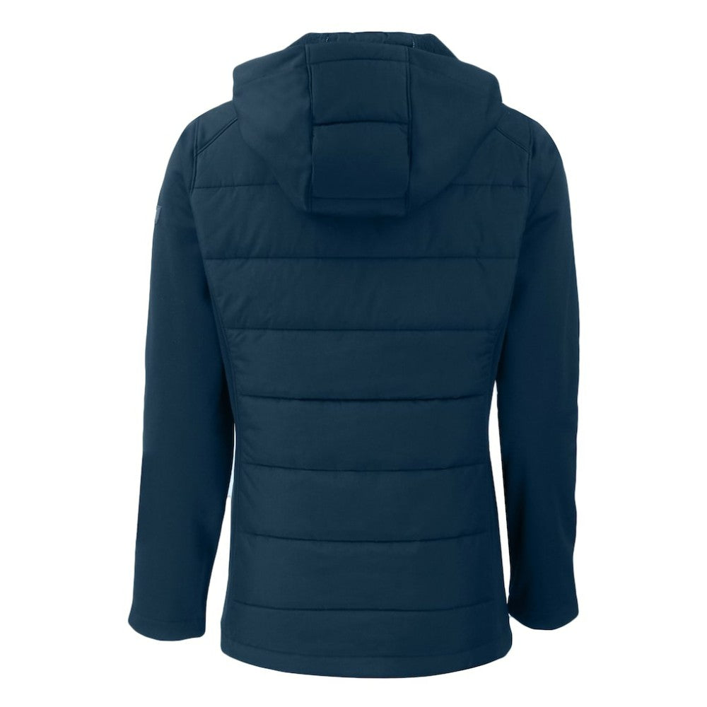 Philadelphia Phillies Cutter & Buck Women's Evoke Hybrid Eco Softshell Recycled Full-Zip Hoodie Jacket - Navy Jackets