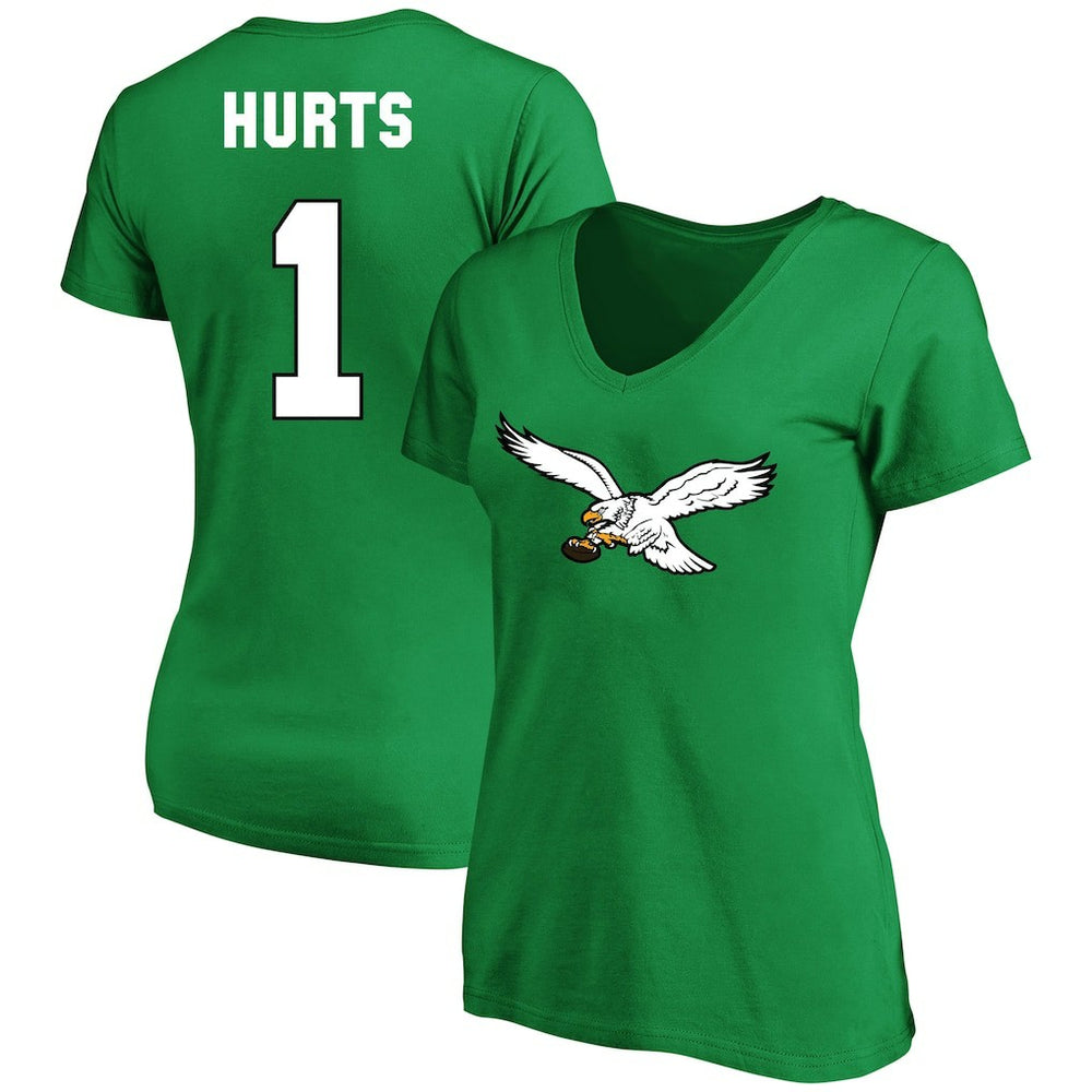 Jalen Hurts Philadelphia Eagles Women's Plus Size Fair Catch Name & Number Scoop Neck T-Shirt - Kelly Green T-shirts