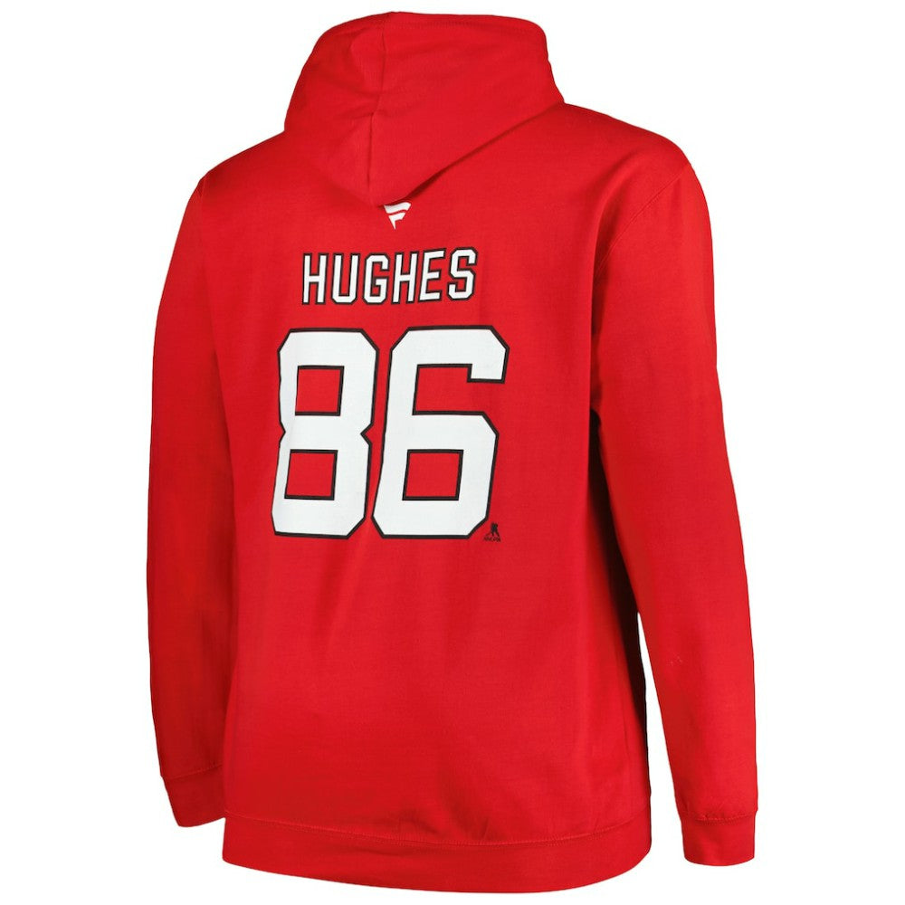 Jack Hughes New Jersey Devils Profile Big & Tall Name & Number Pullover Hoodie - Red | US 200464395