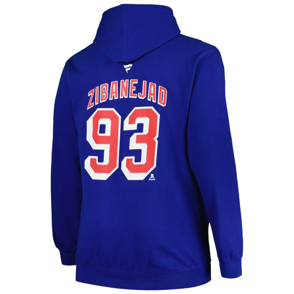 Mika Zibanejad New York Rangers Profile Big & Tall Name & Number Pullover Hoodie - Blue | US 200464396
