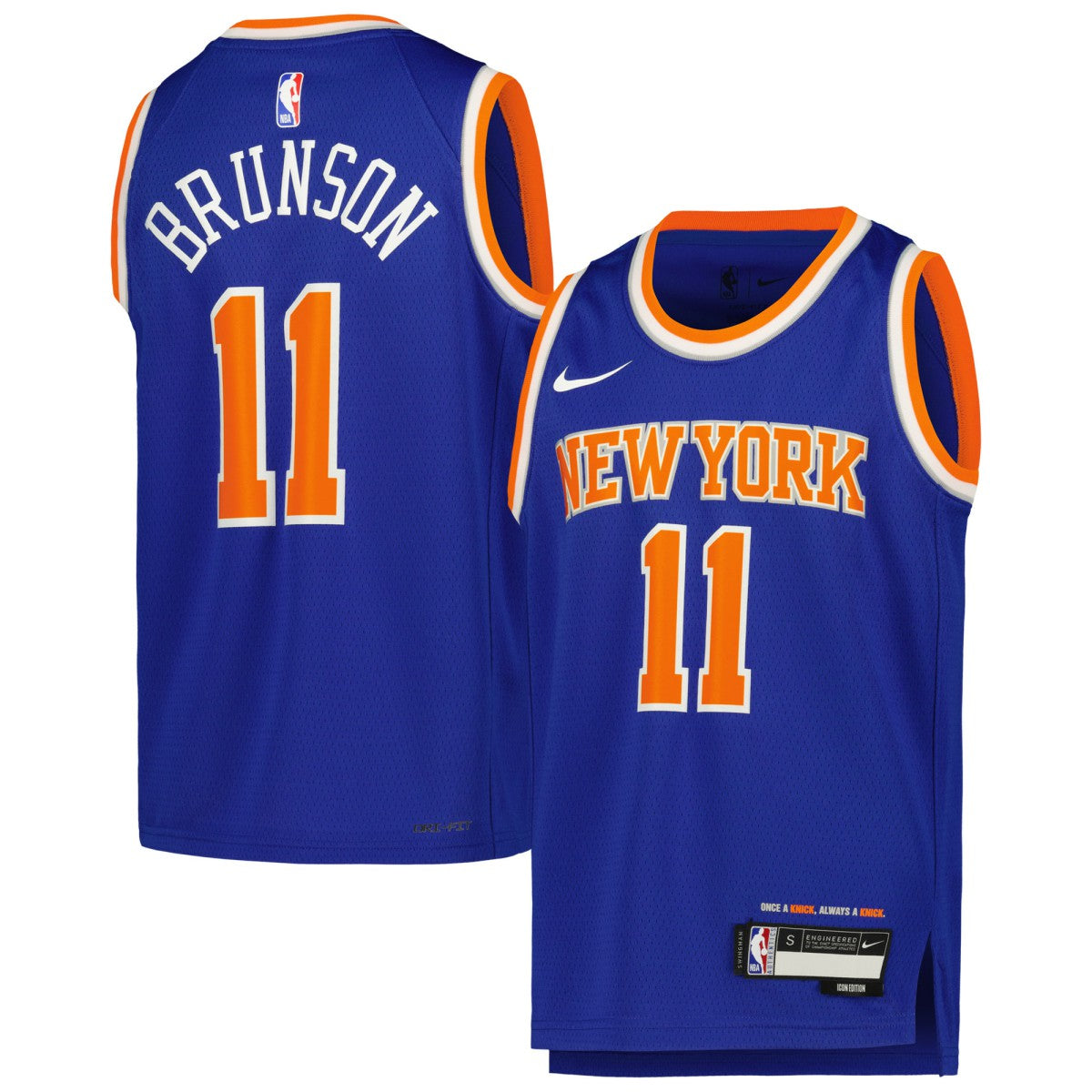 Jalen Brunson New York Knicks Youth Swingman Jersey Icon Edition Blue - Nike