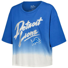 Aidan Hutchinson Detroit Lions Majestic Threads Women's Dip-Dye Player Name & Number Crop Top - Blue/White Tops
