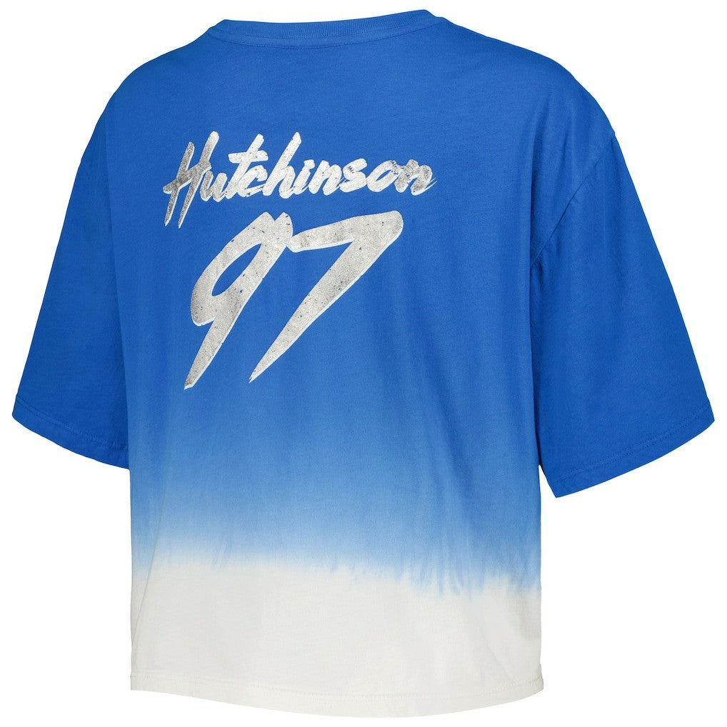 Aidan Hutchinson Detroit Lions Majestic Threads Women's Dip-Dye Player Name & Number Crop Top - Blue/White Tops