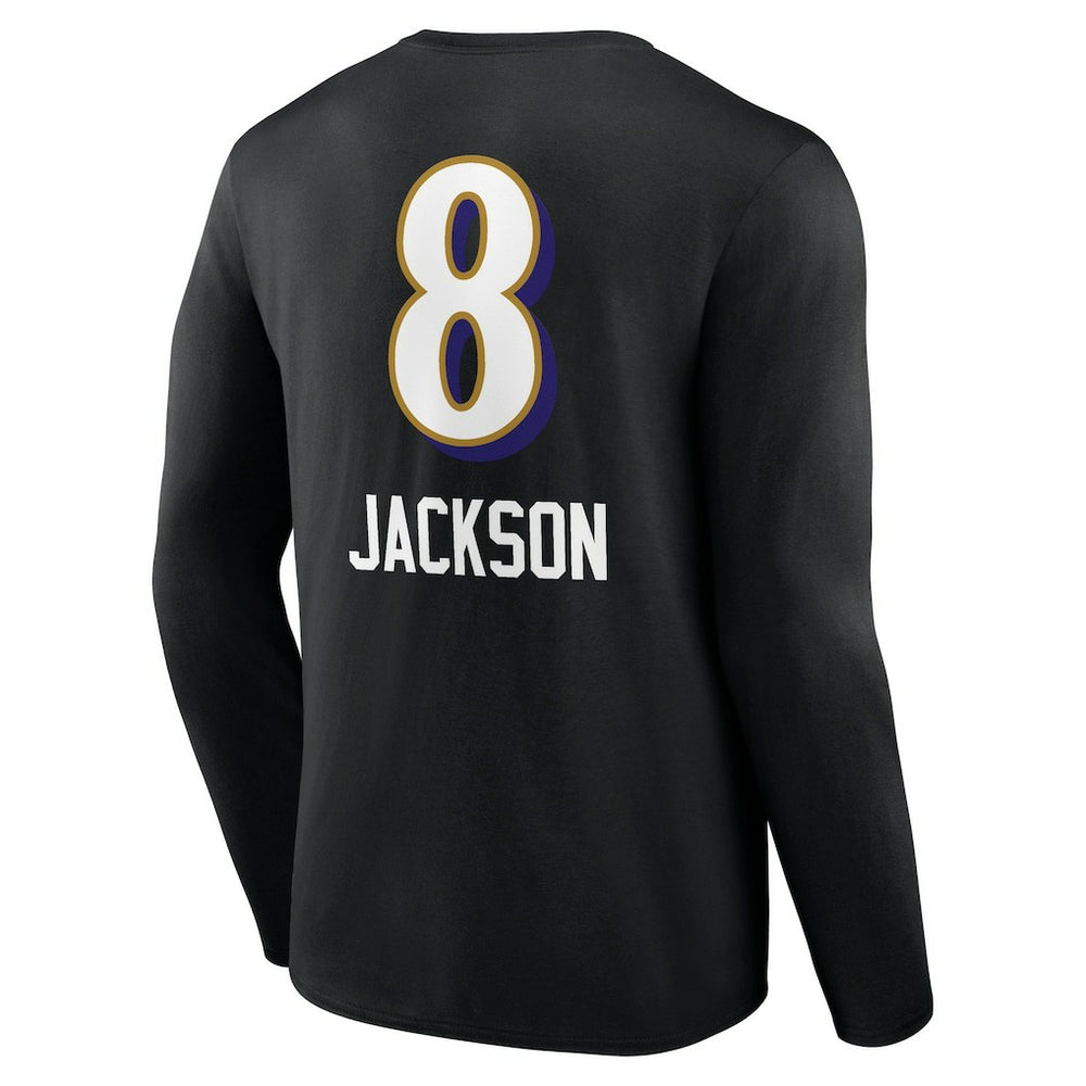 Lamar Jackson Baltimore Ravens Team Wordmark Long Sleeve T-Shirt - Black T-shirts