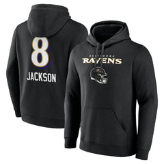 Lamar Jackson Baltimore Ravens Team Wordmark Pullover Hoodie - Black Hoodies