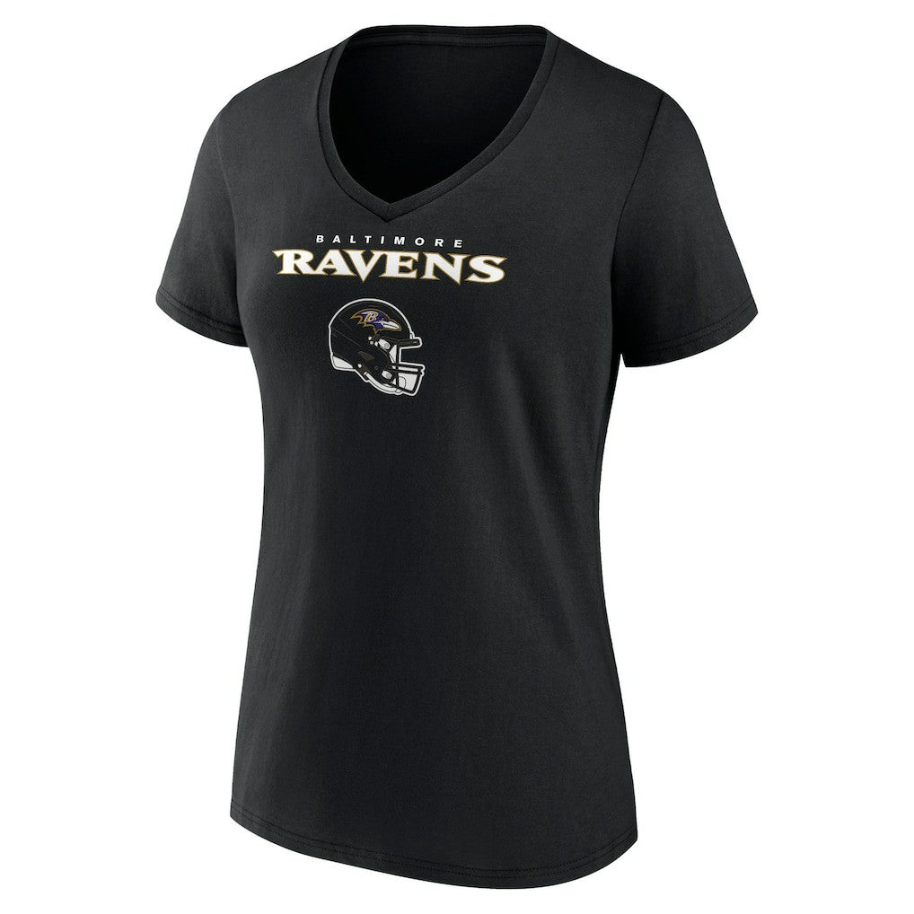 Lamar Jackson Baltimore Ravens Women's Team Wordmark Name & Number V-Neck T-Shirt - Black T-shirts
