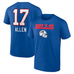Josh Allen Buffalo Bills Team Wordmark Name & Number T-Shirt - Royal T-shirts