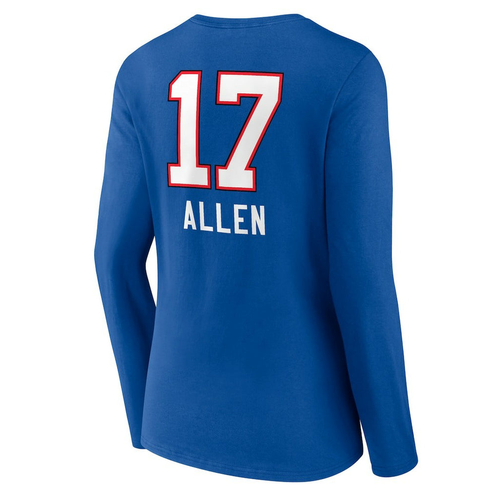 Josh Allen Buffalo Bills Women's Team Wordmark Long Sleeve V-Neck T-Shirt - Royal T-shirts