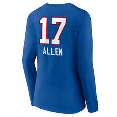Josh Allen Buffalo Bills Women's Team Wordmark Long Sleeve V-Neck T-Shirt - Royal T-shirts
