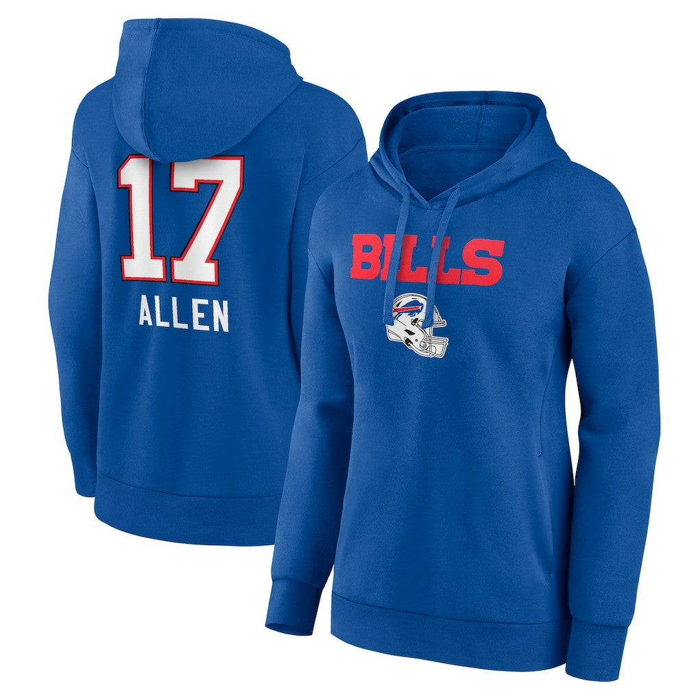 Josh Allen Buffalo Bills Women's Team Wordmark Pullover Hoodie - Royal Hoodies