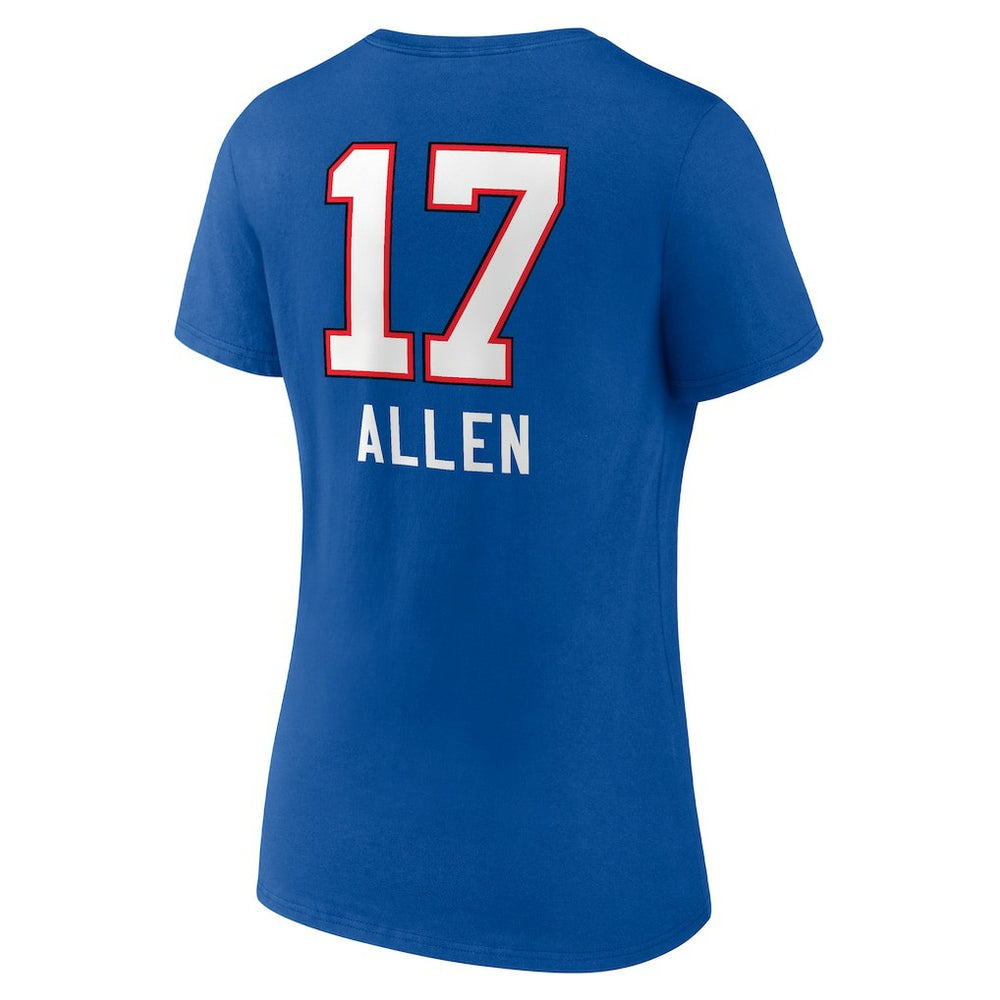 Josh Allen Buffalo Bills Women's Team Wordmark Name & Number V-Neck T-Shirt - Royal T-shirts