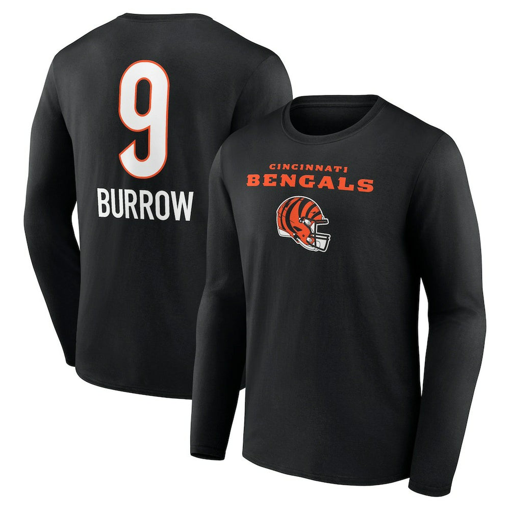 Joe Burrow Cincinnati Bengals Team Wordmark Long Sleeve T-Shirt - Black T-shirts