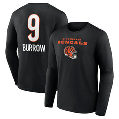 Joe Burrow Cincinnati Bengals Team Wordmark Long Sleeve T-Shirt - Black T-shirts