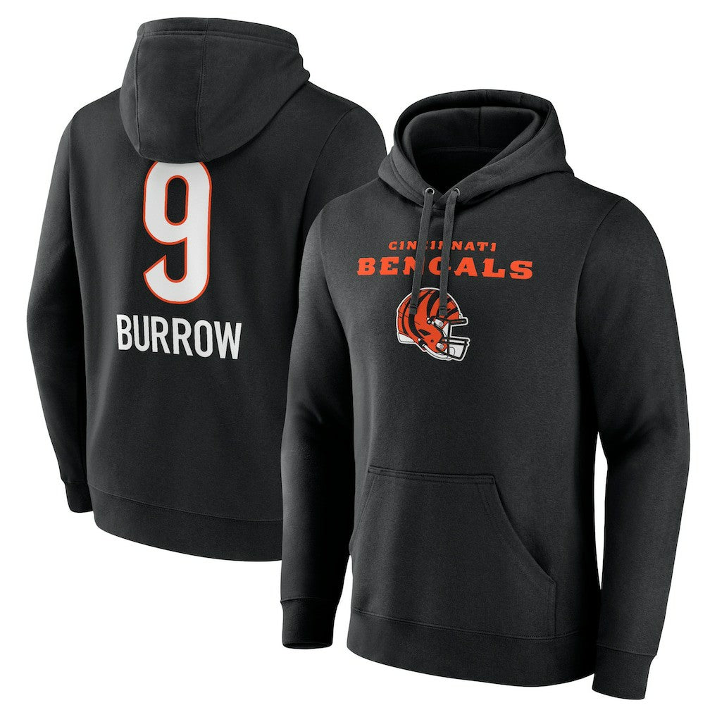 Joe Burrow Cincinnati Bengals Team Wordmark Pullover Hoodie - Black Hoodies