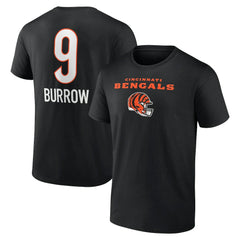 Joe Burrow Cincinnati Bengals Team Wordmark Name & Number T-Shirt - Black T-shirts