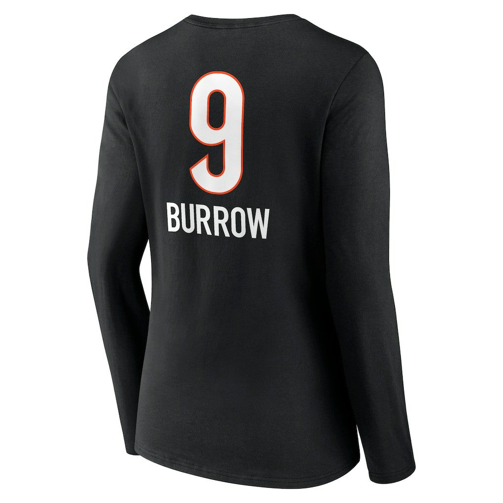Joe Burrow Cincinnati Bengals Women's Team Wordmark Long Sleeve V-Neck T-Shirt - Black T-shirts
