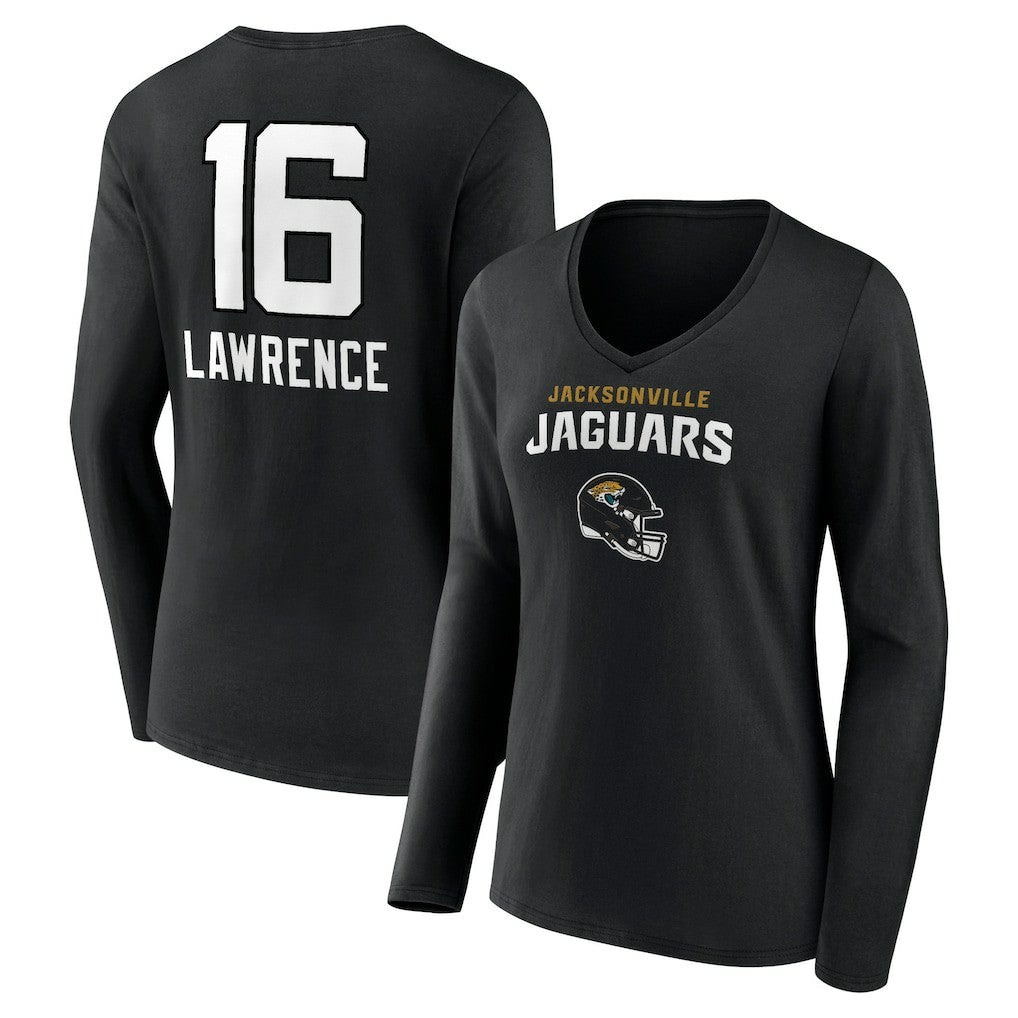 Trevor Lawrence Jacksonville Jaguars Women's Team Wordmark Long Sleeve V-Neck T-Shirt - Black T-shirts