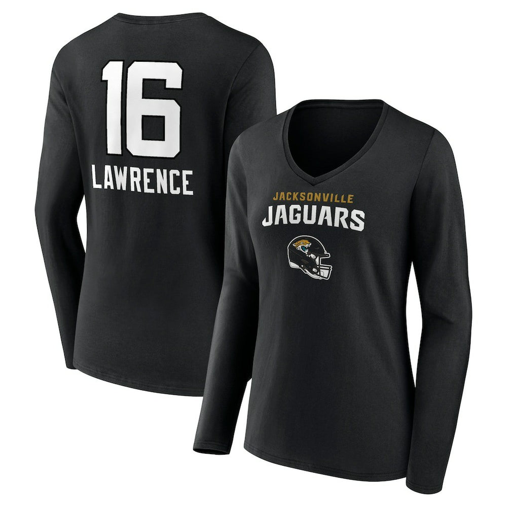 Trevor Lawrence Jacksonville Jaguars Women's Team Wordmark Long Sleeve V-Neck T-Shirt - Black T-shirts