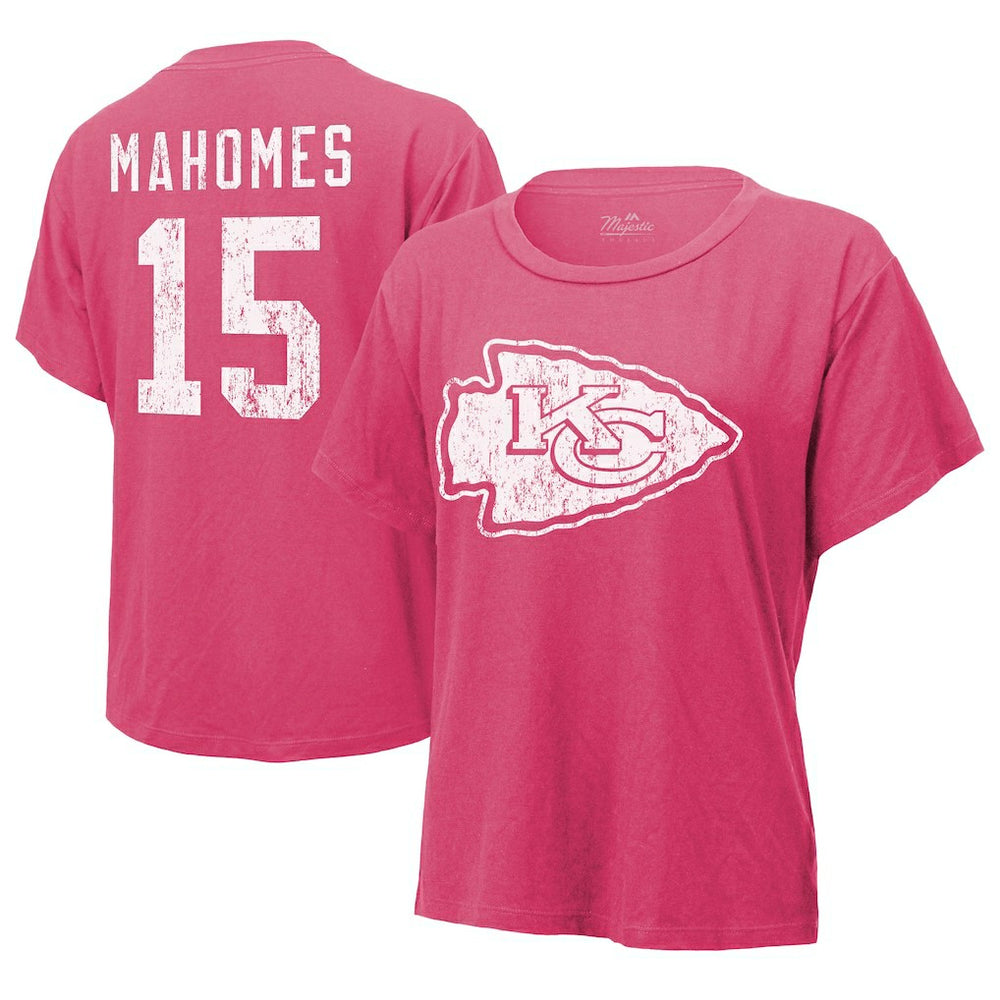 Patrick Mahomes Kansas City Chiefs Majestic Threads Women's Name & Number T-Shirt - Pink T-shirts