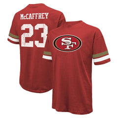 Christian McCaffrey San Francisco 49ers Majestic Threads Name & Number Oversized Fit T-Shirt - Scarlet T-shirts