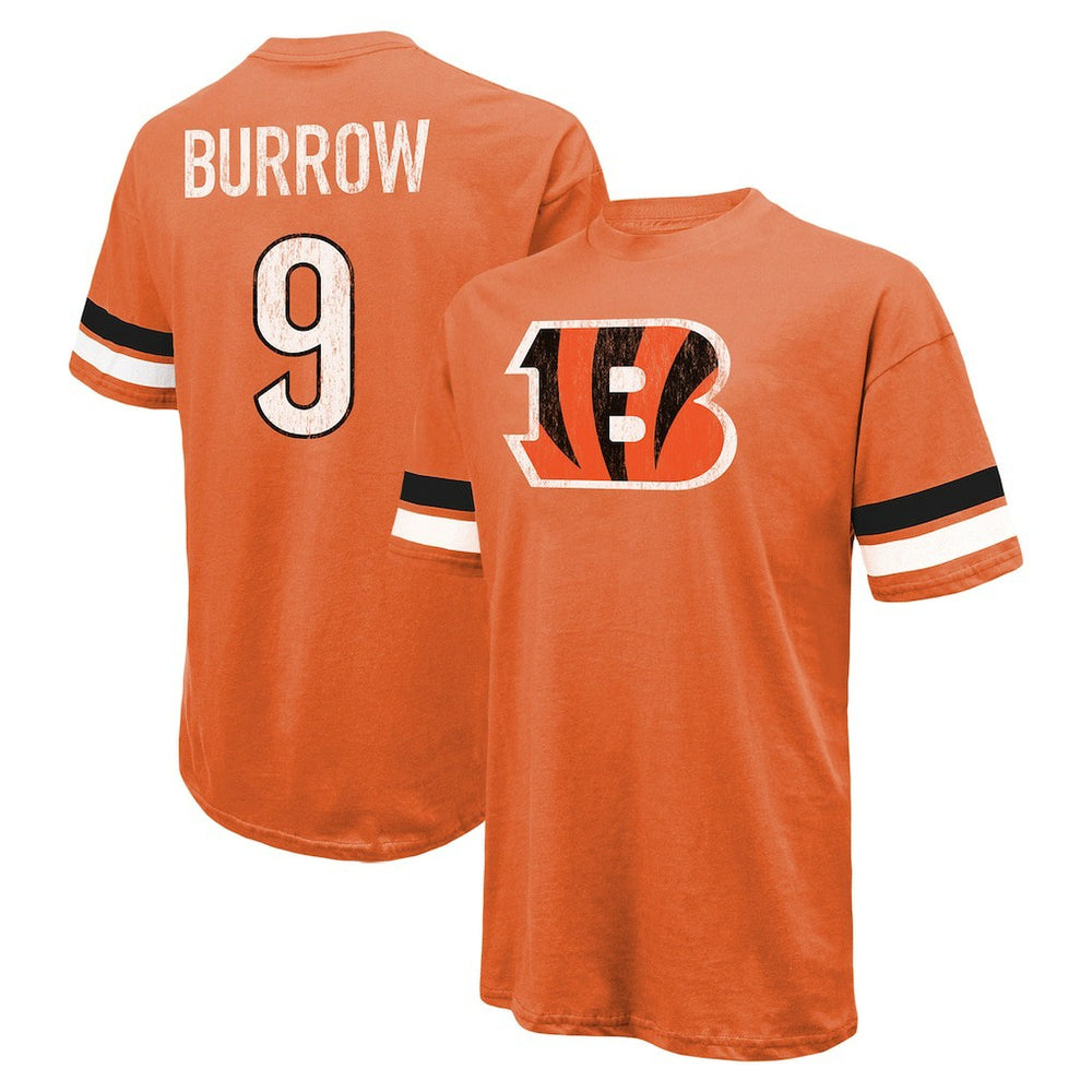 Joe Burrow Cincinnati Bengals Majestic Threads Name & Number Oversize Fit T-Shirt - Orange T-shirts